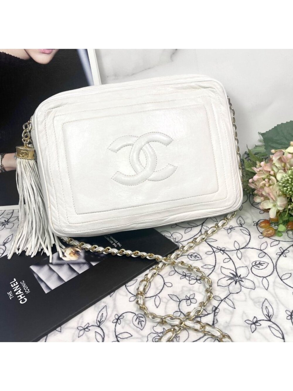 Chanel Camera Bag Jumbo CC Logo Fringe